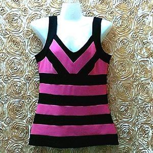 BLACK 🖤💕 & Pink Striped  Sleeveless Top/ Blouse